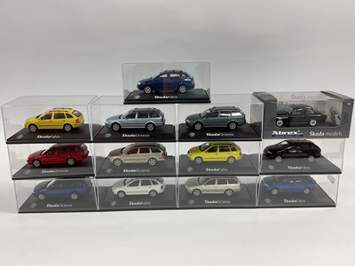 Lot 606 - Thirteen 1:43rd scale diecast model Skoda cars...