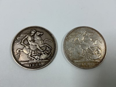 Lot 482 - Two 1889 GB Victoria Silver Crowns.