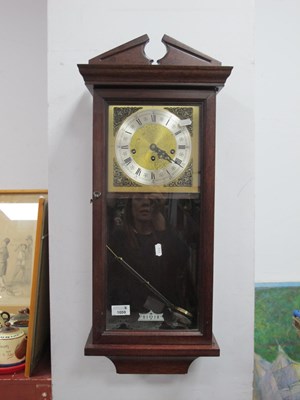 Lot 1532 - Mahogany Cased Wall Clock, top with a broken...