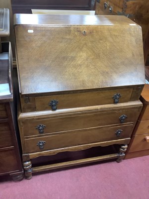Lot 1635 - 1930s Oak Bureau with fall front, over three...