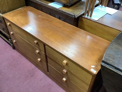 Lot 1638 - Stag Teak Long Chest of Six Drawers in two...
