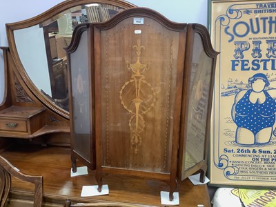 Lot 1652 - An Edwardian Inlay Folding Screen, height 80cm,...
