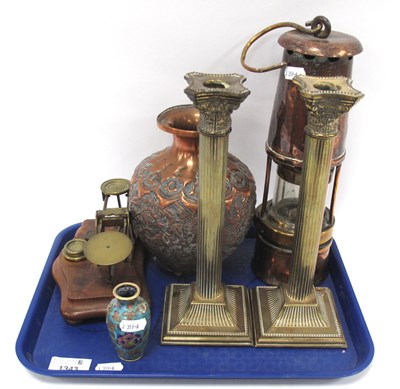 Lot 1343 - Metalware, to include vintage miner’s safety...