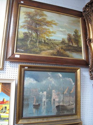 Lot 1515 - Two framed oil on canvas paintings, comprising...