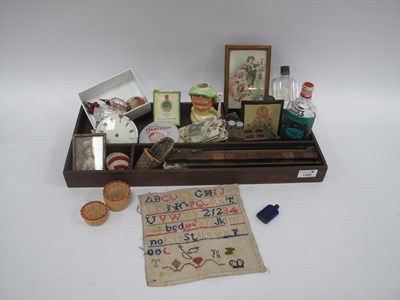 Lot 1322 - Sampler, perfumes, printing blocks, etc, in a...