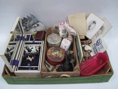 Lot 1038 - Small Pot Dogs, jewellery Box, trinkets, etc:-...
