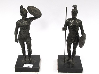 Lot 1446 - A Pair of Spelter Greek Warriors, one with...