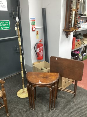 Lot 1641 - Onyx & Brass Standard Lamp, nest of Demi Lune...