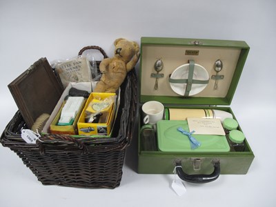 Lot 1069 - Gold Plush Teddy Bear, well loved, Dinky &...