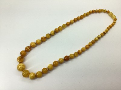 Lot 123 - A Single Strand Yellow Amber Coloured...