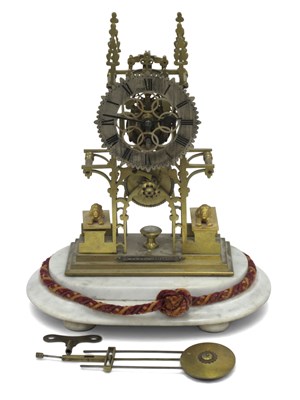 Lot 1498 - A Late XIX Century Brass Skeleton Clock, of...