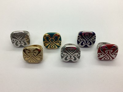 Lot 121 - BIBA; Six Modern Costume Dress Rings,...