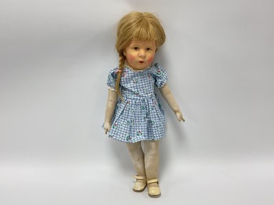 Lot 827 - A Kathe Kruse Doll, with painted hard plastic...