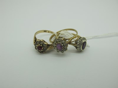Lot 339 - Three Modern 9ct Gold Cluster Rings, of...