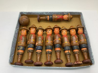 Lot 1277 - A Set of Nine Mid XX Century Wooden Skittles...