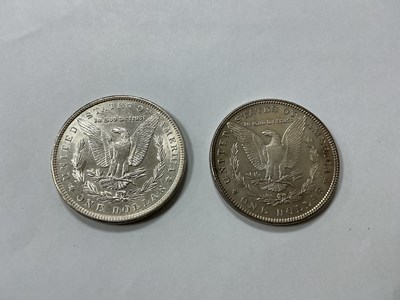 Lot 448 - Two USA Silver 'Morgan' Dollars, 1879 and 1900.