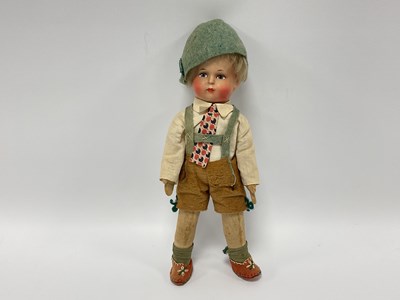 Lot 807 - A Small Bisque / Paper Mache Headed Doll, with...
