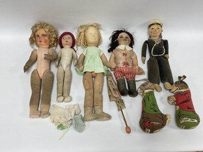 Lot 840 - Seven soft toys / dolls by Deans Rag Book,...