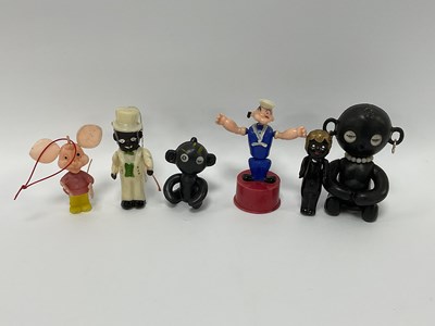 Lot 822 - Six Small figures (Mainly Celluloid), mostly...