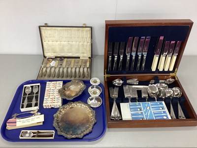 Lot 193 - Set of Six Dessert Knives and Forks, (handles...