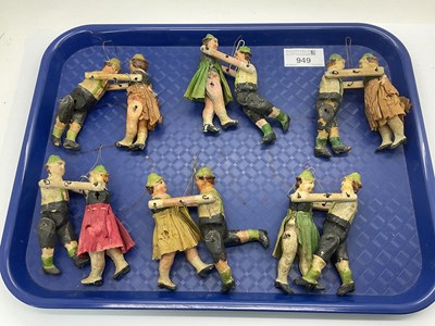 Lot 949 - Six Pairs of Early XX Century Wooden Folk Art...