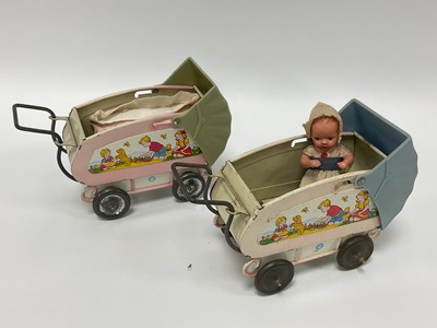 Lot 926 - Two Mid XX Century Tinplate Toy Prams by The...