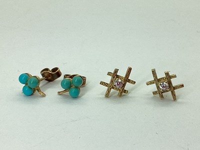 Lot 62 - A Pair of Turquoise Coloured Earrings, of...