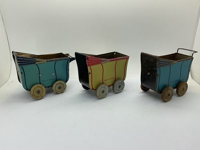 Lot 956 - Three Mid XX Century Tinplate English Prams,...