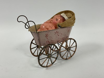 Lot 971 - An Early XX Century Doll's House Pram, 10cm...