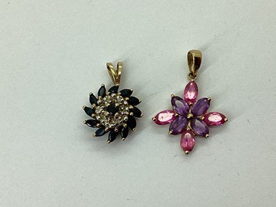 Lot 64 - A Modern 9ct Gold Cluster Pendant, of...