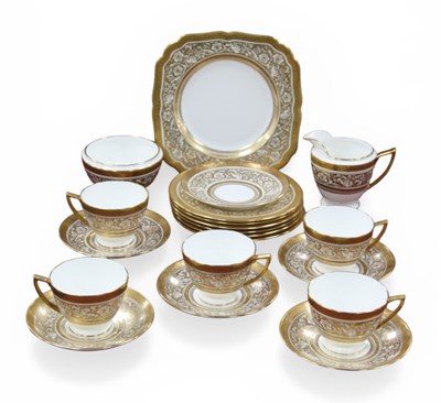 Lot 1054 - A Minton Porcelain Part Tea Service, decorated...