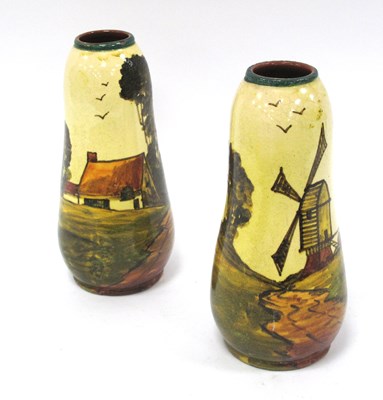 Lot 1238 - A Pair of Vintage Pottery Bud Vases, with hand-...