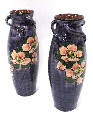Lot 1247 - A Pair of Arts & Crafts Hand Painted Studio...