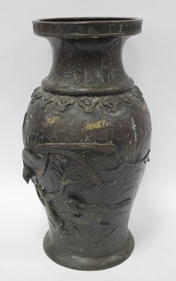 Lot 1312 - A Japanese Meiji-Style Bronze Tall Vase,...