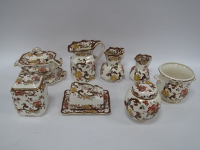Lot 1215 - Mason's 'Brown Velvet' Octagonal Jugs (x 3),...