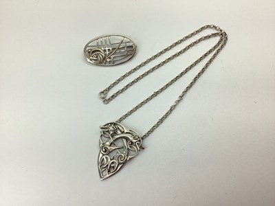 Lot 117 - Ola Gorie; A Hallmarked Silver Celtic Style...