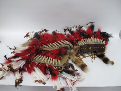 Lot 1488 - Native American-style war bonnet with coloured...
