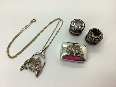 Lot 126 - A Modern Marcasite Inset Dolphin Pendant, on a...