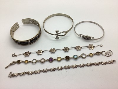 Lot 114 - Modern Dainty Bracelets, together with a...