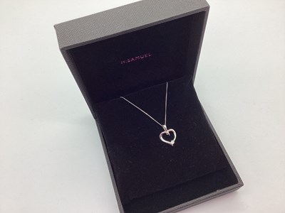 Lot 110 - A Modern Dainty Open Heart Pendant, stamped...