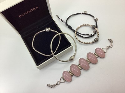 Lot 94 - Polished Pink Oval Panel Bracelet, to hook and...