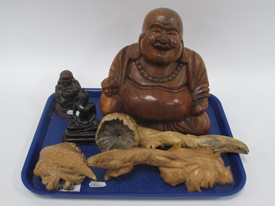 Lot 1313 - Wooden Carvings and Figures, including Eastern-...