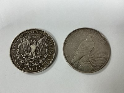 Lot 488 - 1896 USA Silver 'Morgan' Dollar, together with...