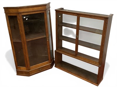 Lot 1567 - Oak Corner Display Wall Cabinet and Glazed...