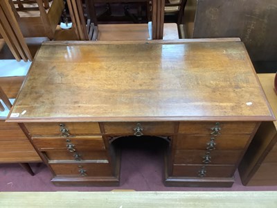 Lot 1646 - Late XIX Century Oak Desk with low back, nine...