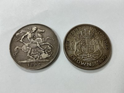 Lot 442 - Two GB Silver Crowns, 1897 Victoria and a 1937...