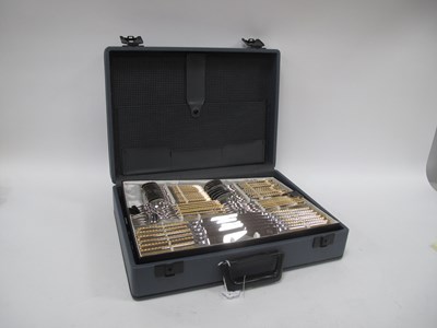 Lot 1479 - Cased German Solingen stainless steel canteen...