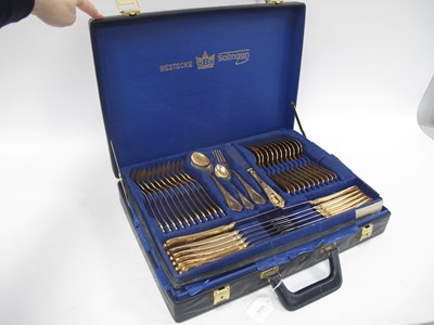 Lot 1487 - Cased German Solingen SBS 24K gold-plated...