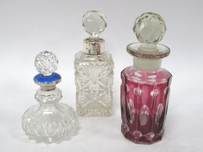 Lot 1251 - Glass Sleek Bottle with Silver and Blue Enamel...