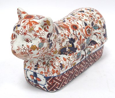 Lot 1314 - Late XX Century Imari Pottery Recumbent Cat,...